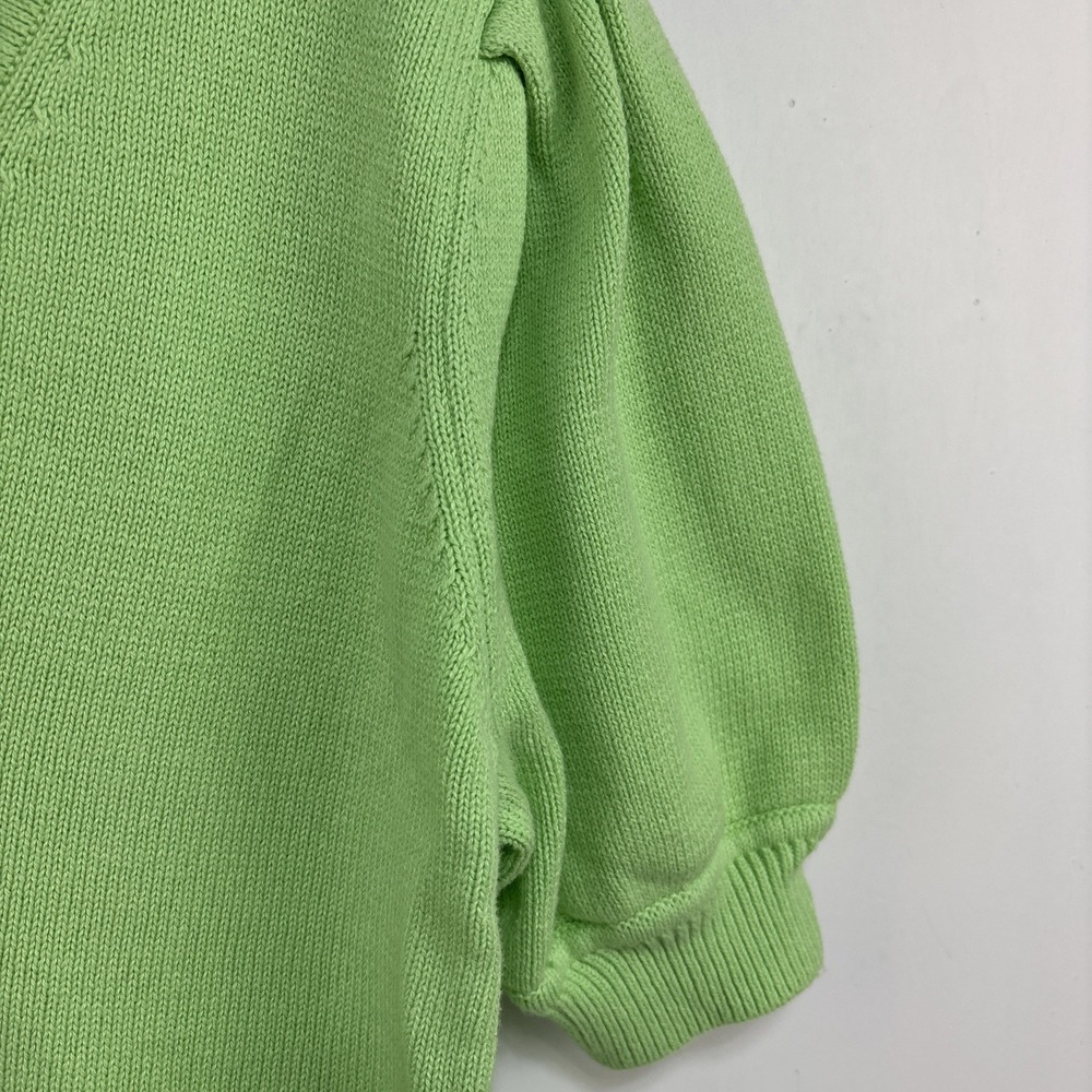 Loft Womens‎ XL Green Knit Puff Sleeve Cotton Sweater Classic Feminine Preppy - Picture 7 of 13